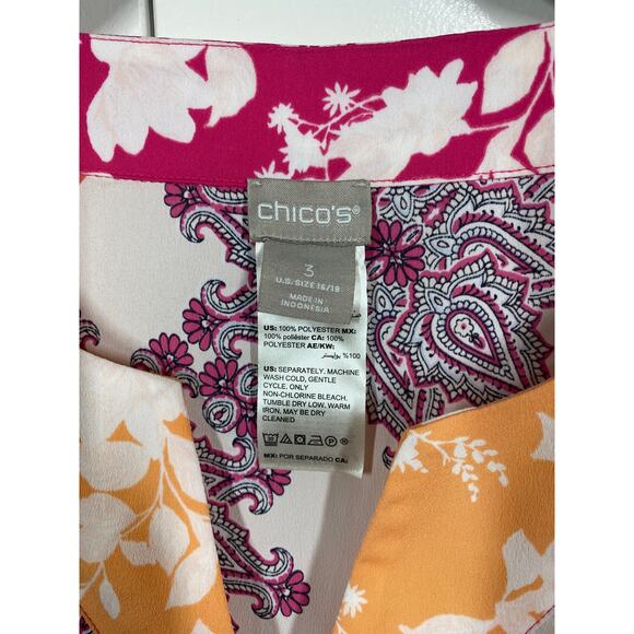 Chico's Floral Paisley Tie Front Boho Blouse Size 3 US 16/18 - Picture 4 of 7